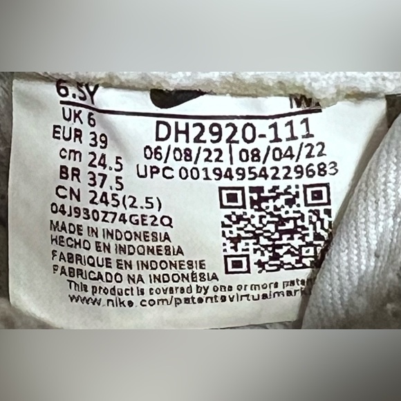 Nike Air Force 1 White Sneakers Size 6.5Y - Picture 8 of 8